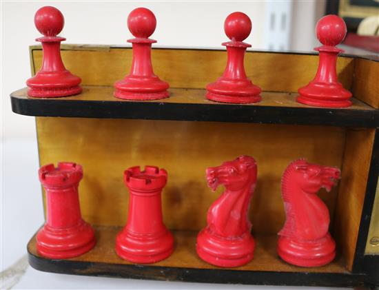 A Victorian burr walnut games compendium, 14in.